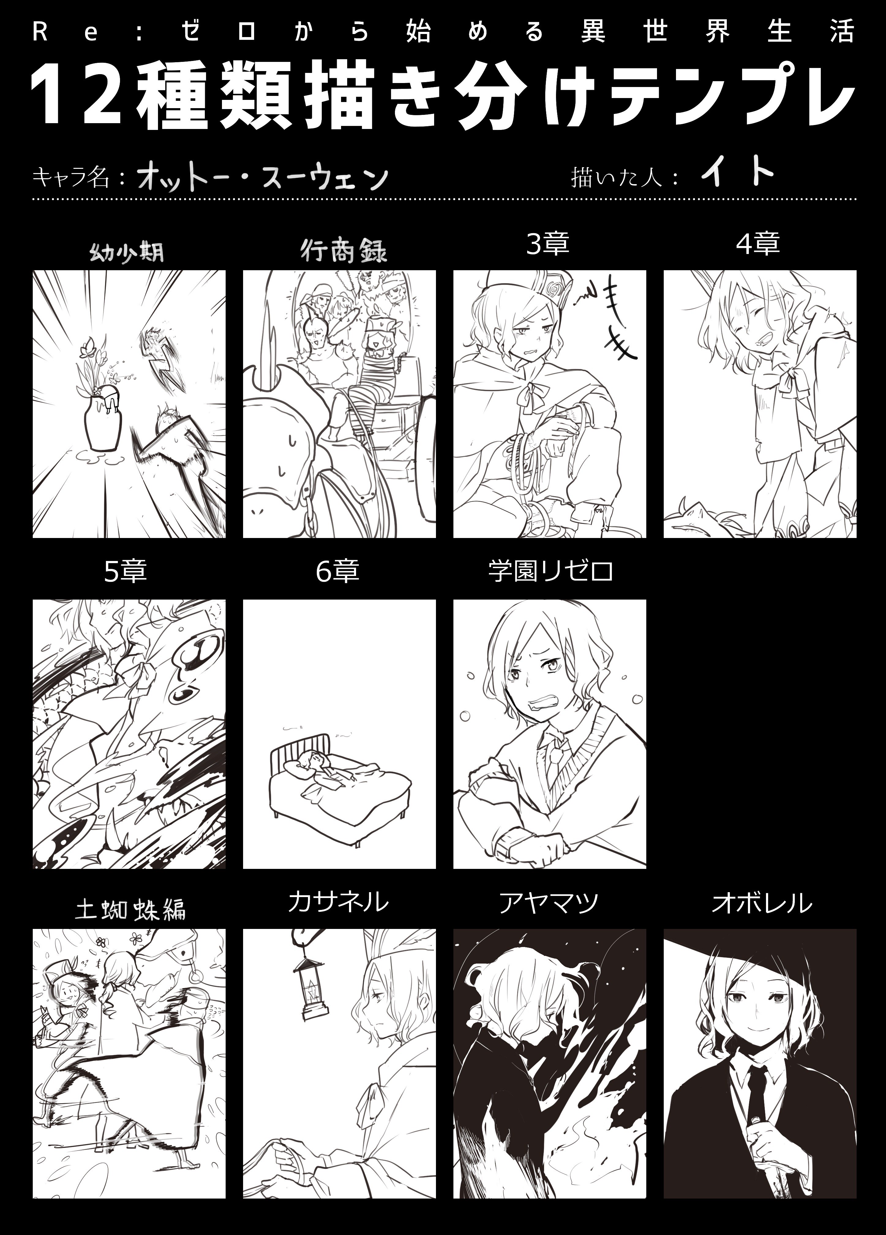 イト リゼロ描き分けテンプレ 線画イラストですがテンプレお借りしました 未登場のところはアライブ短編で埋めてます T Co Dysqvikmxm Twitter