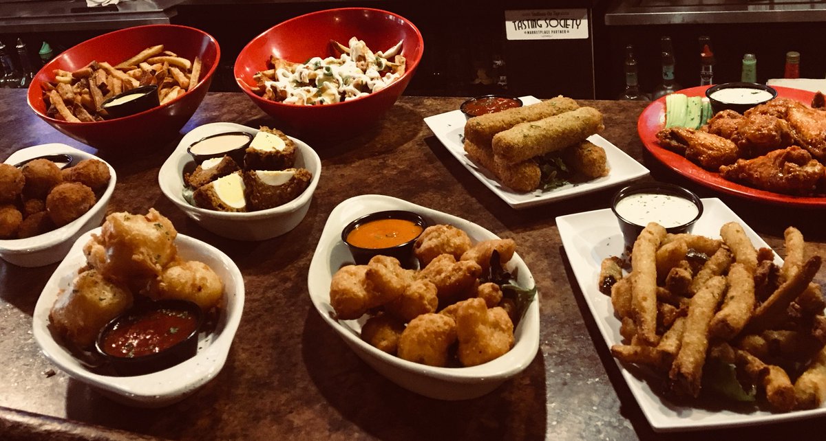 1/2 price appetizers and $3 pints all day today.