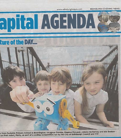 RichAllin's tweet image. Great snippet in the recent @Edinburghpaper.  #Martyscodingparty18 is coming  along nicely, well done to all the schools so far taking part. Looking forward to the final event in June  #martyrobot #codingwithmarty