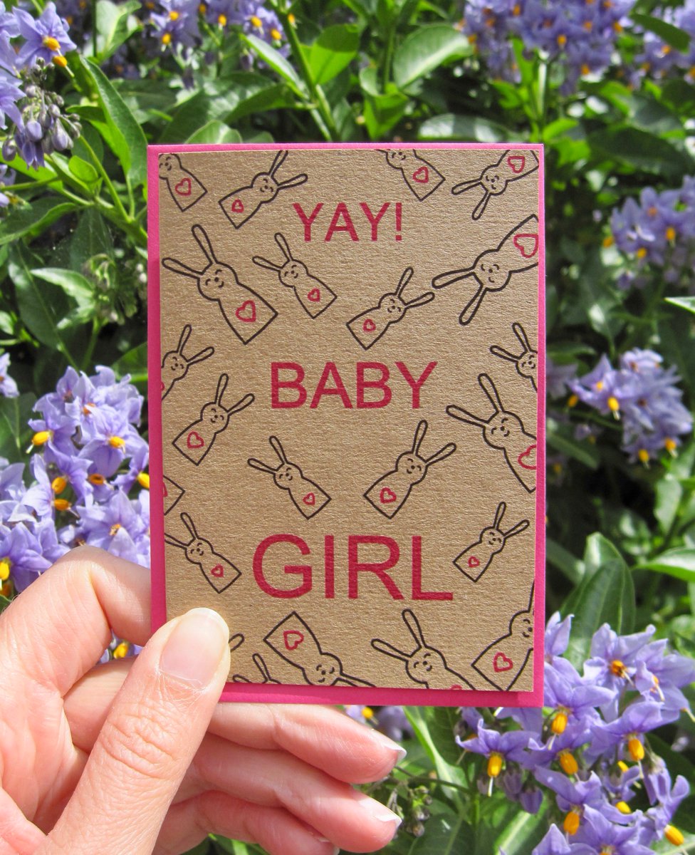 uk_ransomdesign's tweet photo. Baby season is now upon us! 
My Girl Baby Bunny mini greetings card is here to help you welcome any new little ones into the world.

Available in my Ransom Designs online shop @folksy :) https://t.co/JNIqfOR0er
