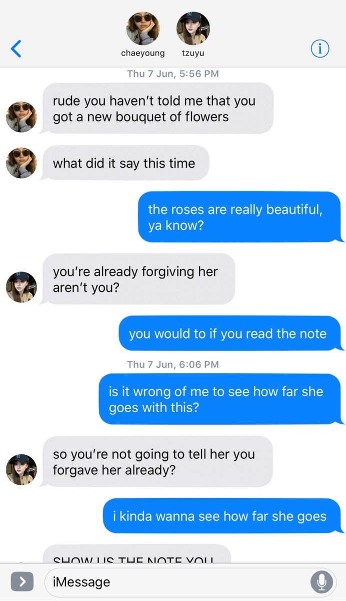 “Thank you,” Sana said with a genuine smile. “I would understand if you’re uncomfortable with the attention, I can leave you alone-““Don’t worry, I don’t mind. I like being around you.”“I like being around you too,” Sana whispered out. “Recommend me some good food from here?”