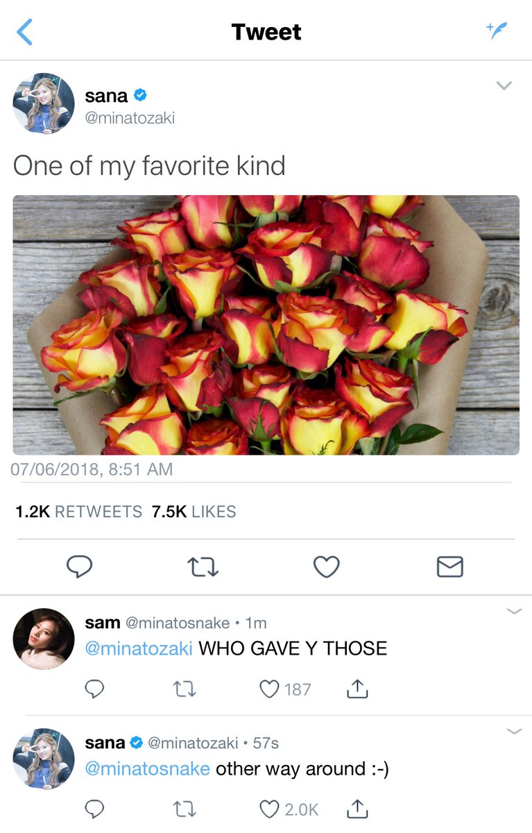 “Thank you,” Sana said with a genuine smile. “I would understand if you’re uncomfortable with the attention, I can leave you alone-““Don’t worry, I don’t mind. I like being around you.”“I like being around you too,” Sana whispered out. “Recommend me some good food from here?”