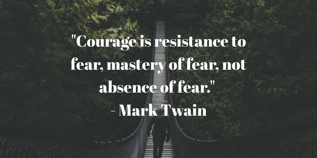 MarkJahnWriter's tweet photo. "Courage is resistance to fear, mastery of fear, not absence of fear." - Mark Twain
#MondayMotivation #MarkTwain #Courage #Fear #quotes https://t.co/Kh5N7Nlwdk