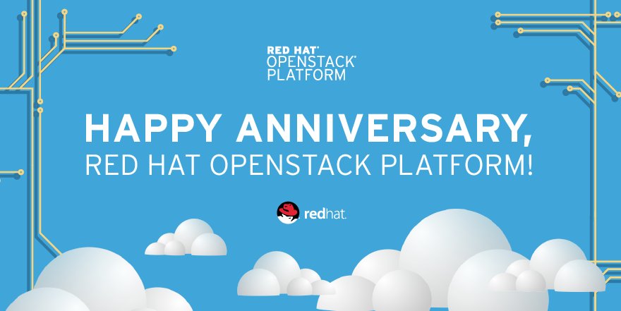 RedHat's tweet photo. #RedHat #OpenStack Platform celebrates its fifth birthday and five years of accelerating the private and #hybridcloud. https://t.co/ueOc9o4IX2 #OpenStackSummit https://t.co/n0mDuy11hz