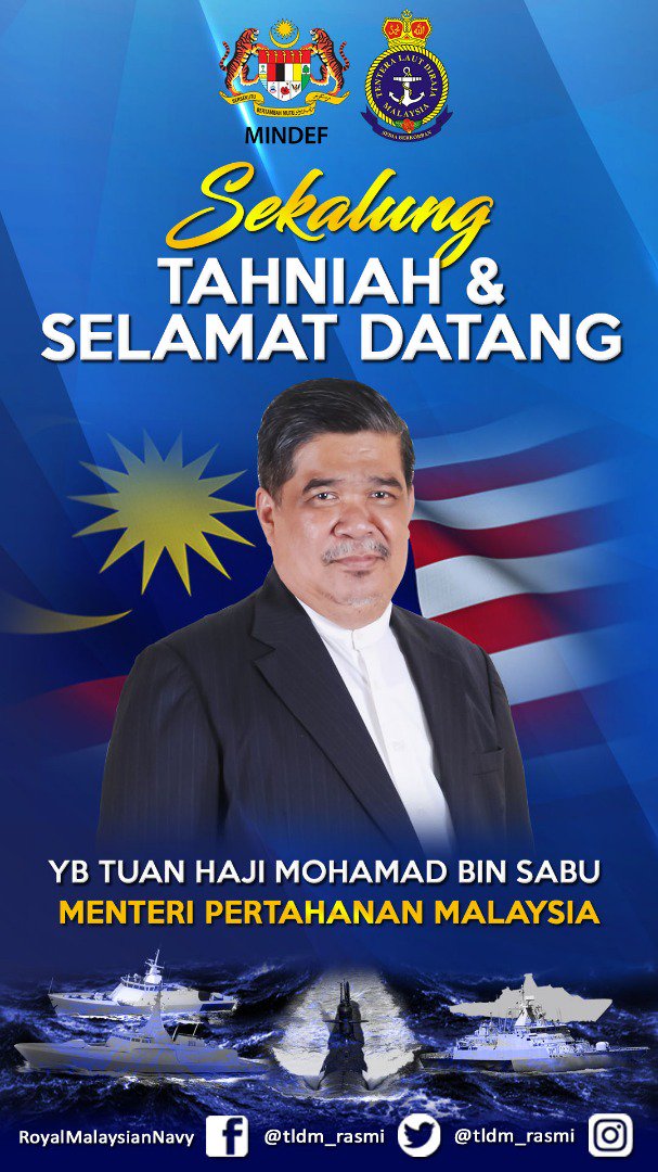 Royal Malaysian Navy (@tldm_rasmi) on Twitter photo #NavyPeople mengucapkan setinggi tahniah kepada Menteri Pertahanan baharu YB <a href="/MSabu_Official/">Mohamad Sabu</a> dan selamat datang ke <a href="/MINDEFMalaysia/">MINDEF Malaysia</a> #NavyPeople mengucapkan setinggi tahniah kepada Menteri Pertahanan baharu YB <a href="/MSabu_Official/">Mohamad Sabu</a> dan selamat datang ke <a href="/MINDEFMalaysia/">MINDEF Malaysia</a>