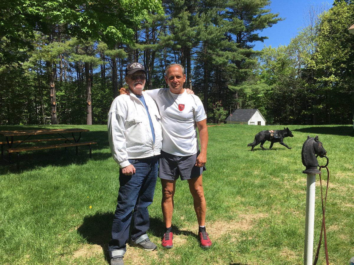GenDonBolduc's tweet photo. I had the pleasure and honor of visiting with Bob Perry a Vietnam veteran and native of Gilford, NH. He served his country with honor receiving a Silver Star and Purple Heart.  Victor, my medical service dog is enjoying running around their yard with their dog Tipper. https://t.co/rD3VPUOy9F
