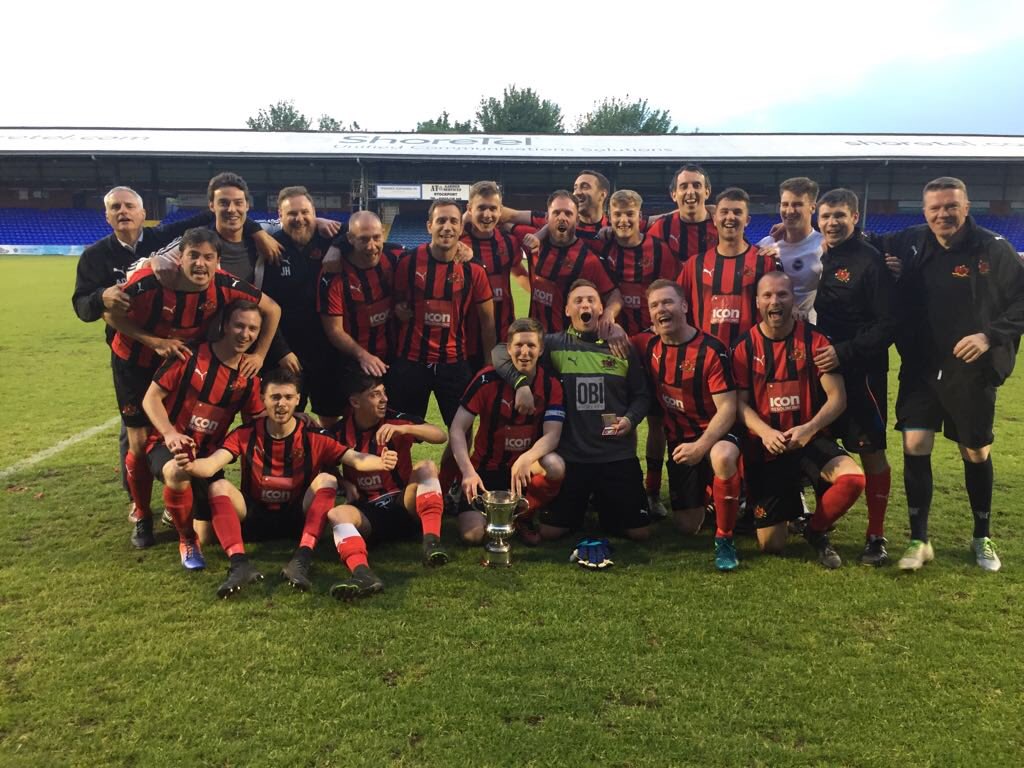 Fantastic performance from the team to beat Linotype Cheadle Heath Nomads 1-0 to win the Stockport &amp; District FA Cup

🔴⚫️