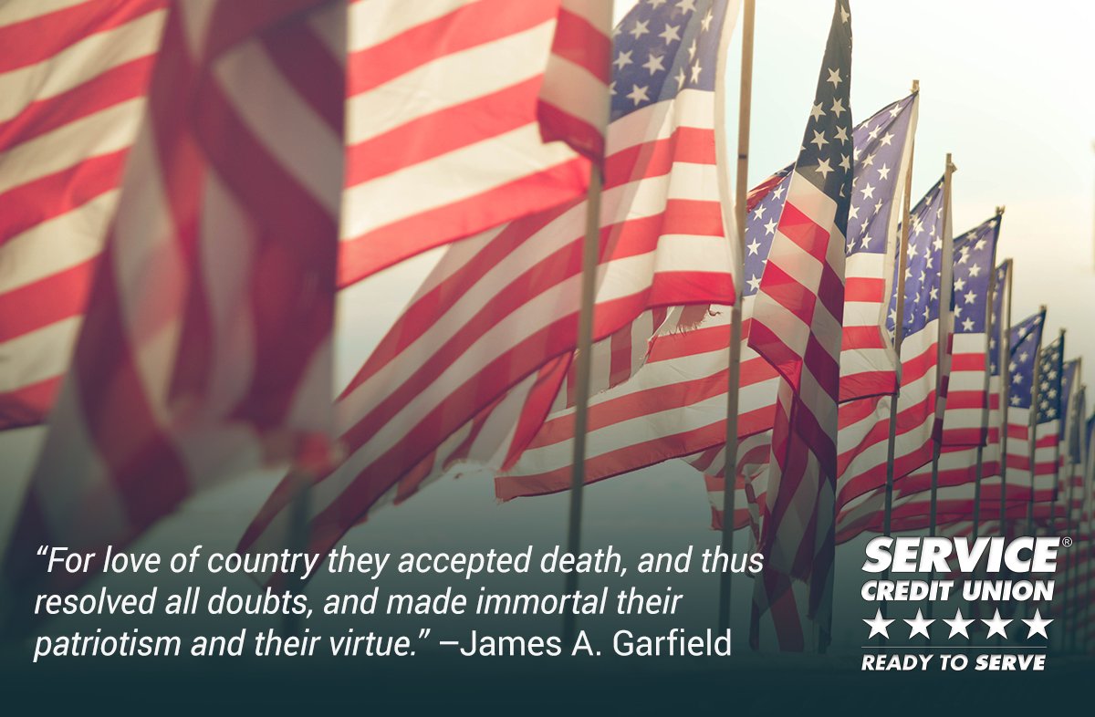 Servicecu's tweet photo. MEMBER NOTICE: Don’t forget, we will be closed next Monday, May 28th in observance of Memorial Day. Visit your #ServiceCU branch this week or access your account online, anytime via your Online Banking Portal and the SCU Mobile Banking App. #ReadyToServe https://t.co/dijK80tZ4i