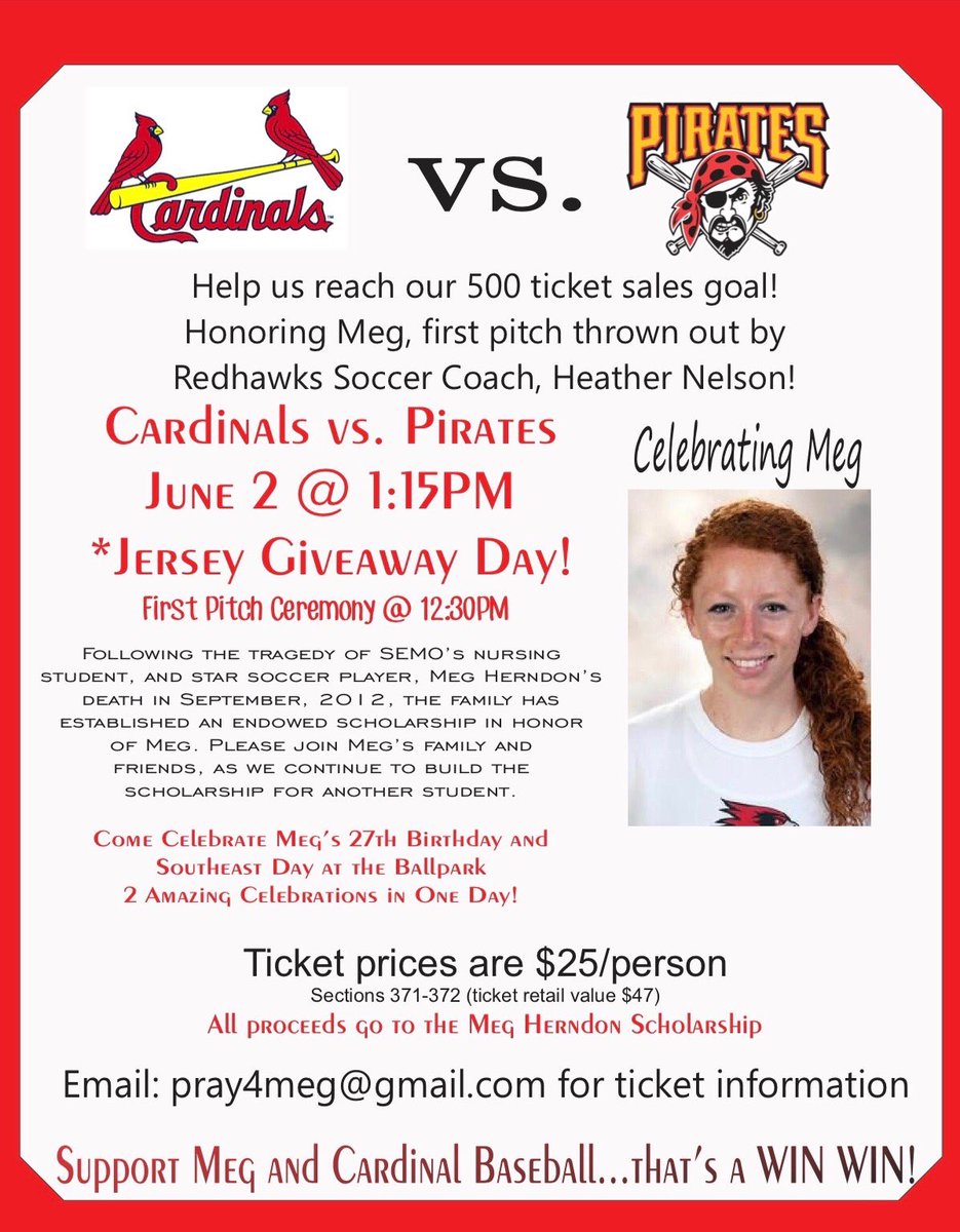 Ackerman1120's tweet photo. Please consider supporting this scholarship fund and buy a ticket in memory of Meg Herndon. @GoSoutheast ❤️ https://t.co/mHnz4Z8eR1