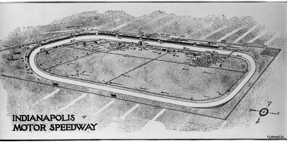 IMS's tweet photo. #500Countdown 6⃣ Days: Check out this incredibly detailed diagram of the track from 1916. https://t.co/gDAGjrfhp9