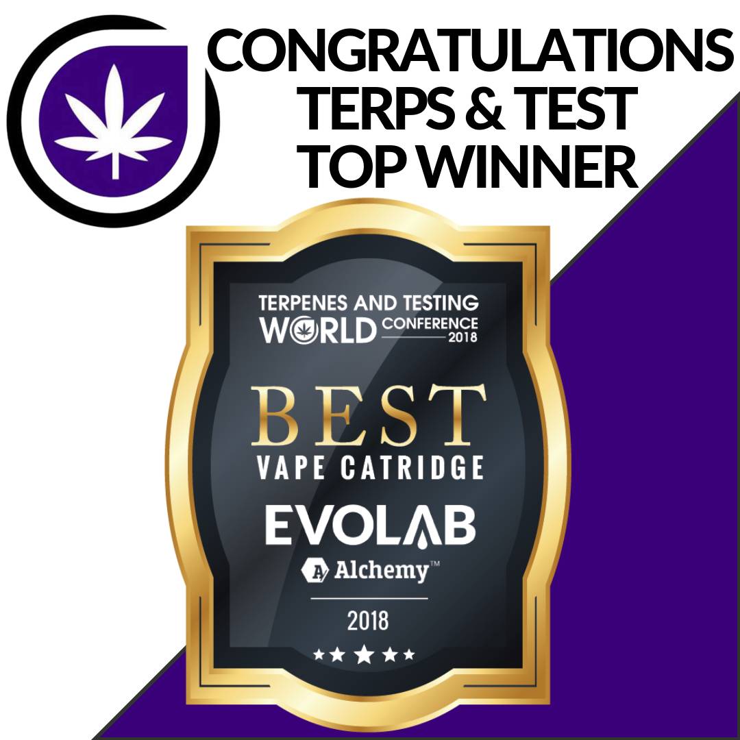 Congrats to @evolabco2 for winning the #TerpWorldCon2018 Best Vape Cartridge! Learn more about them in the newest issue of #TerpenesandTestingMag out now!