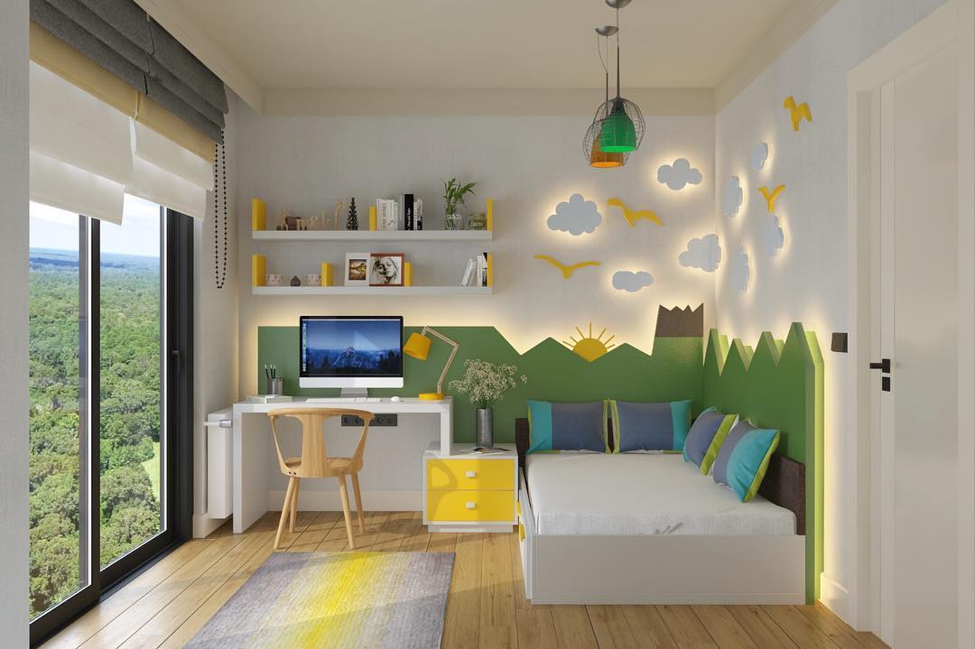 ey_architects's tweet image. Örnek daire çocuk odası tasarımında renk ve farklı şekilleri yalın bir şekilde kullanıyoruz. / We use color and different shapes in a minimalist way at a children room in a sample house design.@evrenyi #örnekdaire #samplehouse🏠 #içmimari #evrenyigitmimarlik #evrenyigitarchitects