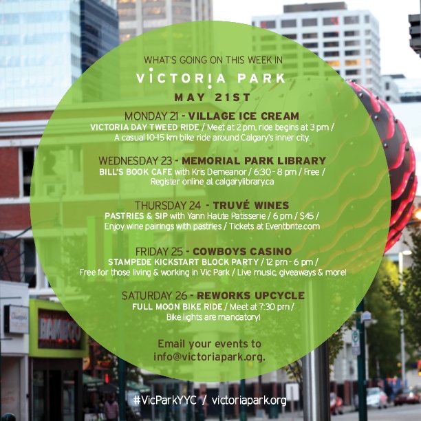 catch us next week on <a href="/TweedRideYYC/">Tweed Ride YYC</a> that kicks off at <a href="/Villageicecream/">Village Ice Cream</a> on the 21st and at Memorial Park <a href="/calgarylibrary/">Calgary Public Library</a> for Bill's Book Cafe w Kris Demeanor on the 23rd. More events with friends @TruveWines <a href="/CowboysCasino/">CowboysCasino</a> and @ReWorksYYC !! #vicparkyyc #sceneyyc #yycbike