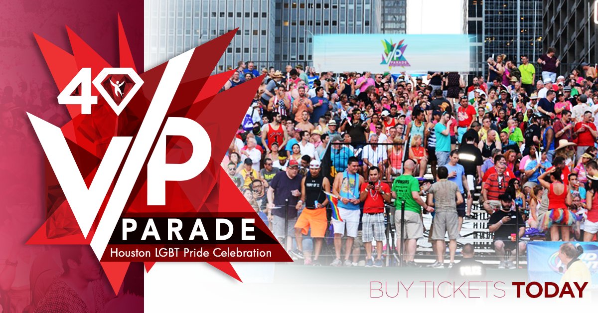PrideHouston's tweet photo. With free drinks, tasty food &amp; so much more, your VIP tickets ensure you'll have the best parade seats in the house.  Purchase your tickets today!  https://t.co/FZCQO3hGUA 

21+ with a valid ID.  

#Pride40 #PrideVIP https://t.co/HgTtEeiXwF