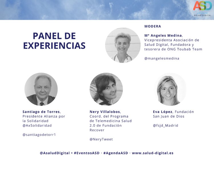 ASaludDigital's tweet photo. Y continuamos con el PANEL DE EXPERIENCIAS. @magelesmedina modera y nos presenta tres grandes profesionales que nos muestran sus fabulosos proyectos! #agendaASD #eventosASD https://t.co/6lipMSZfaD