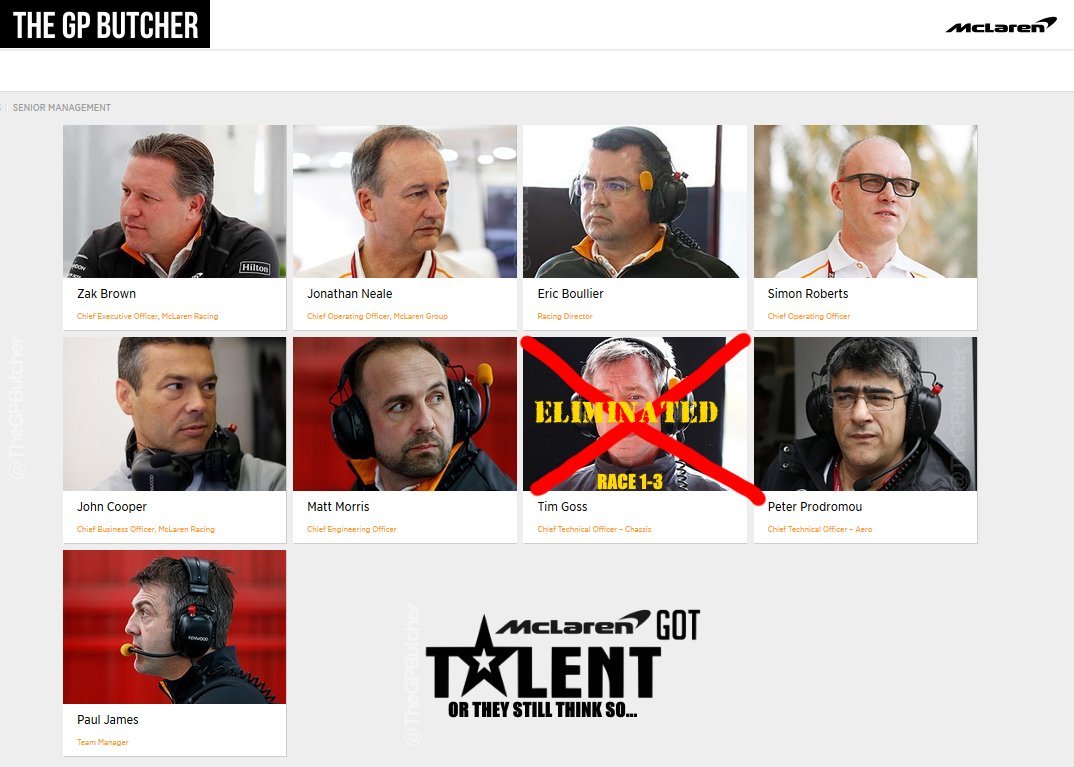 TheGPButcher's tweet photo. After Tim Goss, who will join him out of this year's McLaren Got Talent?
Will it be Eric ?! 😰
New episode this week end in Monaco ! 🙌 ! #McLarenGotTalent #MGT
🖥 To save Eric reply "Best Chassis" and RT !
#f1 #MonacoGP #MonteCarlo #f12018 #McLaren #TimGoss #Boullier https://t.co/Vezu2LKCyb