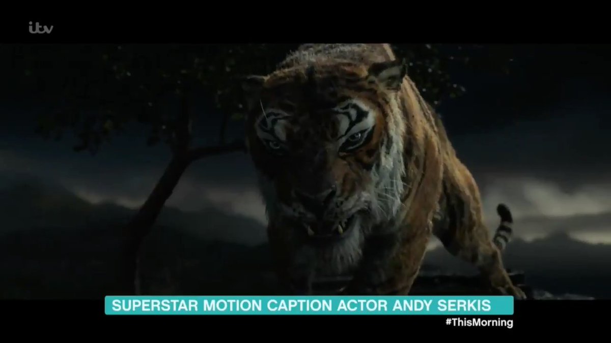 in a motion capture performance as Shere Khan for AndySerkis Mowgli From iTV s This Morning show today Mowgli AndySerkis Baloo ChristianBale