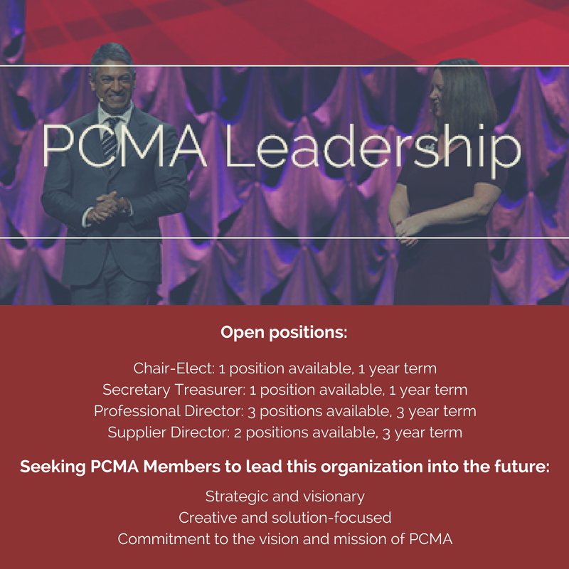 pcmahq's tweet image. Know a born leader in the industry or do you always know how to lead the #eventboss pack? Nominate someone to join the 2019 PCMA Board of Directors! Learn more how you can be more involved and nominate, here: pcma.co/2KFttLy #pcma #eventboss
