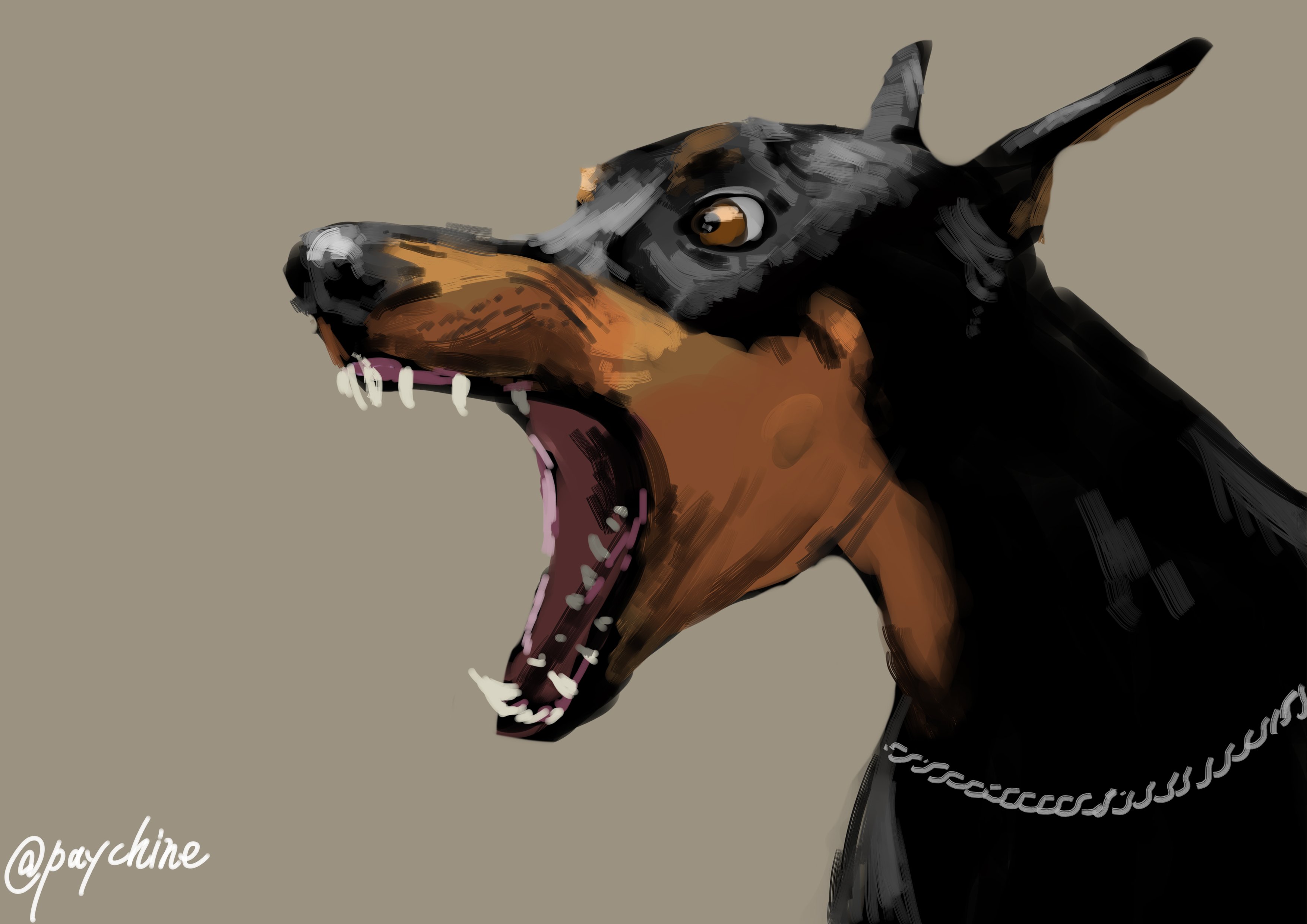 原画 犬 ドーベルマン 墨絵 #132 原画 犬 ドーベルマン 墨絵 #132 - メルカリ