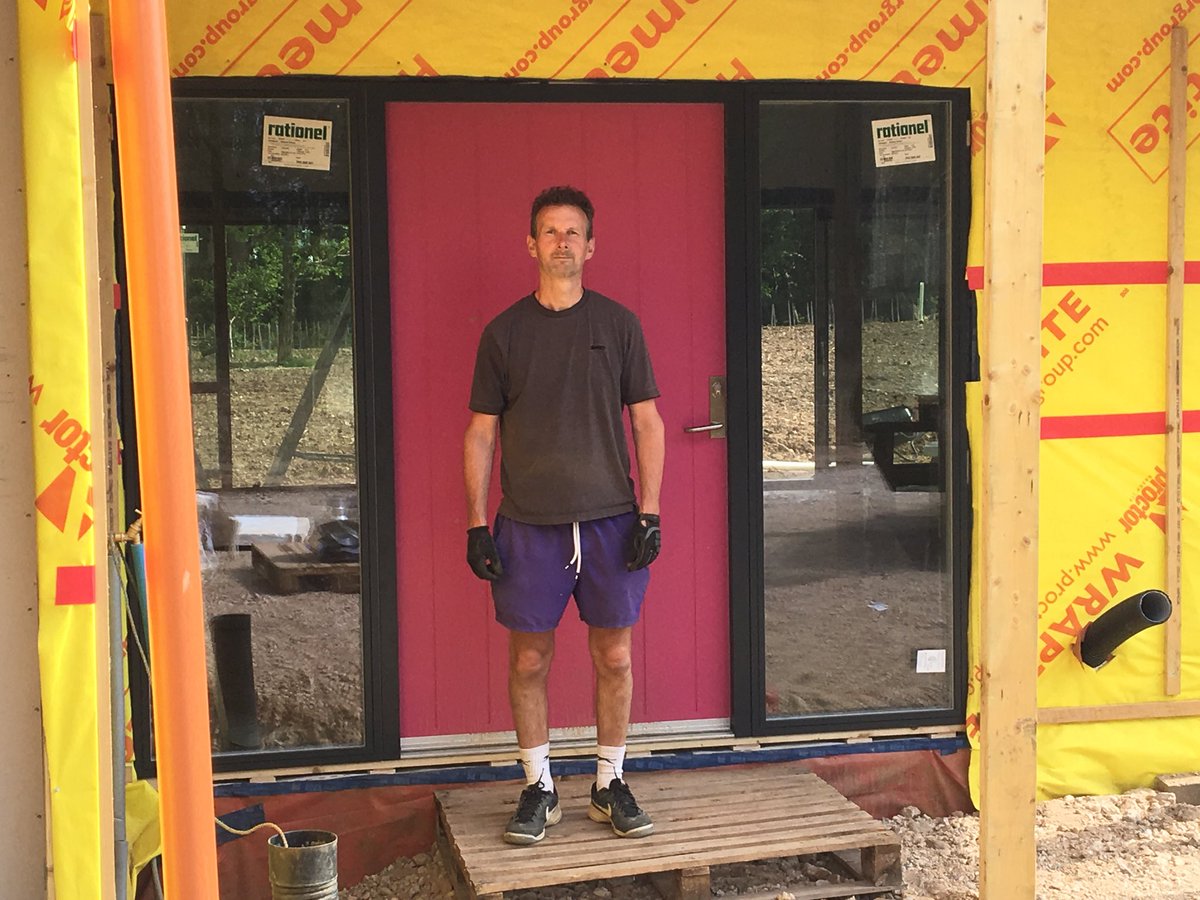 WestonNewBuild (@westonbuild) on Twitter photo A #proud moment as the #pink #front door goes in @redfrogdev gives his best #footballer pose #wearingswimshorts <a href="/barnmasters/">BarnMasters</a> <a href="/trident_ltd/">Trident Architectural</a> @SimonMarjoram @selfbuildpassiv #needsaclean A #proud moment as the #pink #front door goes in @redfrogdev gives his best #footballer pose #wearingswimshorts <a href="/barnmasters/">BarnMasters</a> <a href="/trident_ltd/">Trident Architectural</a> @SimonMarjoram @selfbuildpassiv #needsaclean