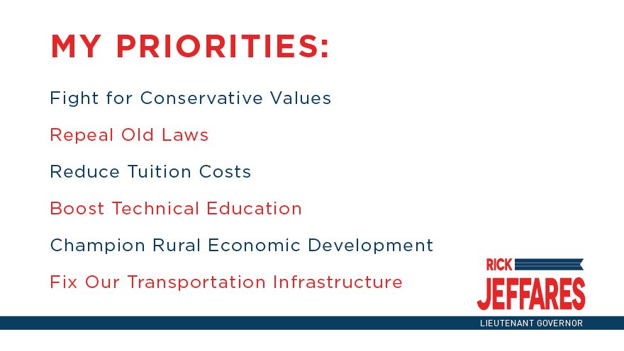 As your next Lt. Governor, I'll always put GA first. I want to keep our government focused on its core mission &amp; ensure Georgia remains the best state in the country in which to live &amp; work. Join me in reminding people exactly what I will accomplish on their behalf. #TeamJeffares
