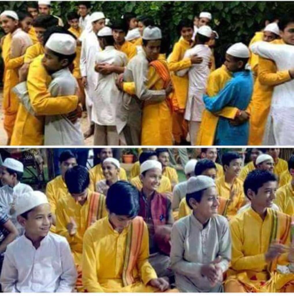 srspoet's tweet photo. "मस्जिद" की मीनारे बोली "मंदिर" के कांगूरो से,
अाओ मिलकर "देश" बचा ले मजहब के "लंगूरो" से।

देहरादून मदरसे के बच्चे ऋषिकेश गुरुकुल के भ्रमण पर👍 
@DrKumarVishwas @abhisar_sharma https://t.co/rkIvaOBGGJ