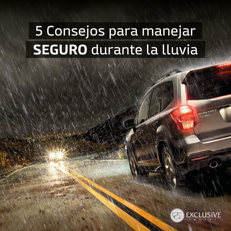 Sigue estos consejos y evita accidentes: 1) Concentrate en manejar y evita hacer otras cosas 2) Mantén una distancia mayor a la usual entre tu auto el resto 3) Reduce la velocidad por debajo del límite 4) NO frenes bruscamente 5) Enciende la luces para mayor visibilidad.