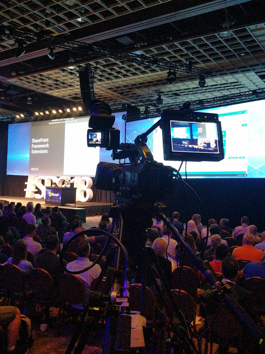 SharePoint's tweet photo. OK, devs, here comes @vesajuvonen! Lots of new #SPFx innovations. #SPFx
#customfooter #extensions #deploymenttools https://t.co/8Se0an8eZE