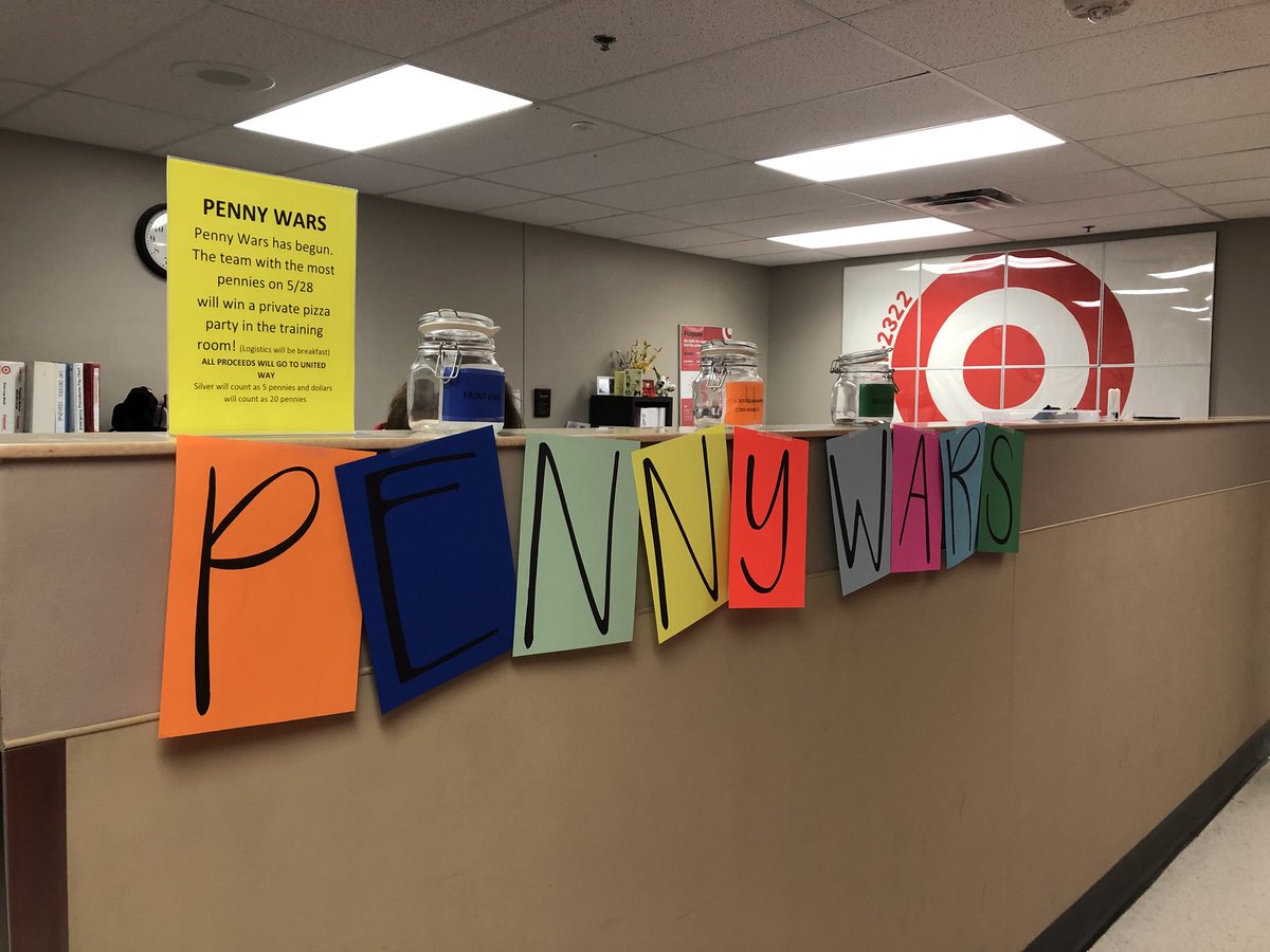 Penny wars for United Way! Winner gets a pizza party!                                       #2322 #united way #pennywars               @breannamn <a href="/Jake2934/">Jake Oney</a> @cat10jill <a href="/twiterlesmcnik/">Nicole Marie</a> <a href="/debic2322/">Debi Cole</a>