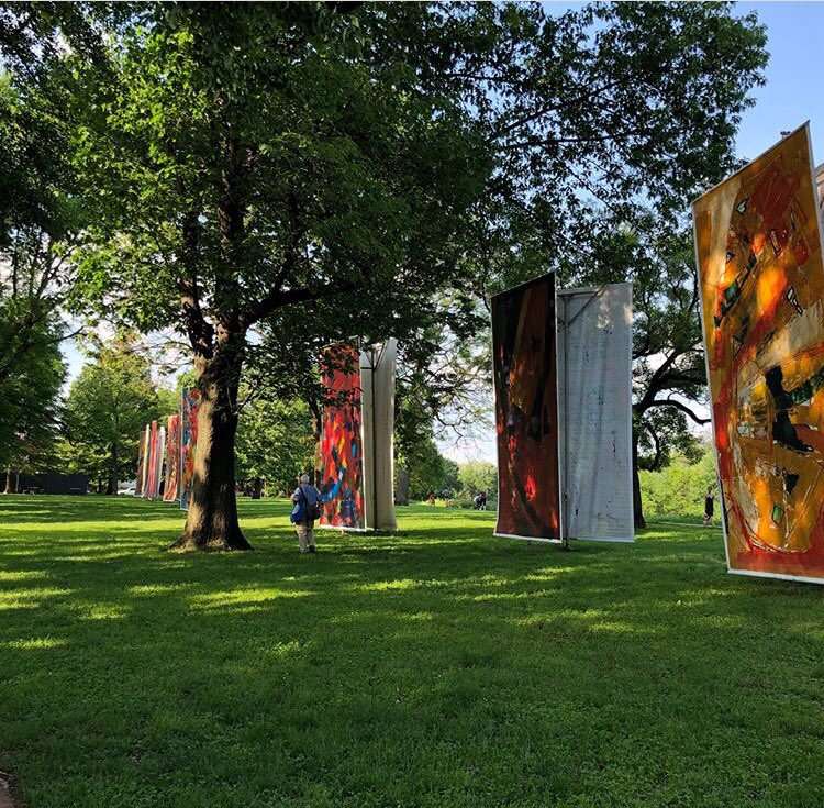 DCDPR's tweet photo. Tightening up a few bolts for the great weather this week. Come check out #TheOrangeStep Rose Park in Georgetown. Can’t miss it with each piece over 20 feet tall bursting with color. #WhereFunHappens and #DCart https://t.co/HwNSXqNI3J for info https://t.co/tIjcI5Wo8Z