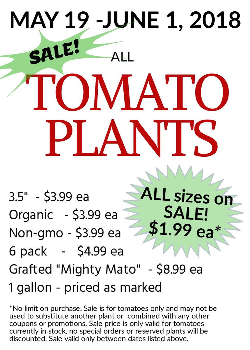 MarinAceHw's tweet image. What a flash sale on tomatoes?! We love tomatoes!  Excuse us, we need to go buy some tomatoes...(until the end of the month, or until the stock is gone whichever comes first) #helpfulhardware #tomatoes #flashsale #gardening