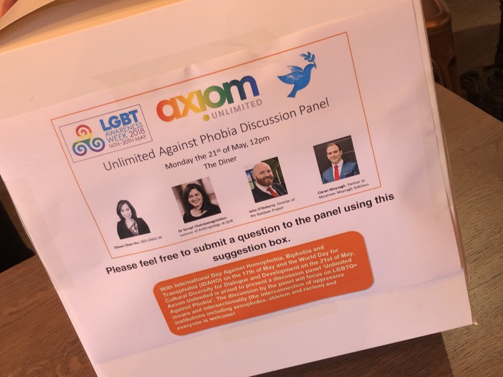 EileenChanHu's tweet photo. On the panel this morning @AXIOM_Community #LGBTWeek #CulturalDiversityday with @TRPNI @QUBelfast Ciaran Murlough Unmited against Phobia 100 employees attending! Great forward thinking company @CRAICNI #GoodCraic https://t.co/mmkVTyetFX