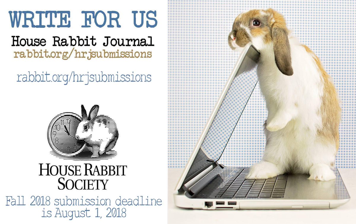 HouseRabbit's tweet photo. Have a great rabbity story to tell? Our submission guidelines for House Rabbit Society's official magazine are online so you can see the types of stories we publish. We also accept artwork and photography!
https://t.co/ErHH598xbT https://t.co/r6zZjsWMru