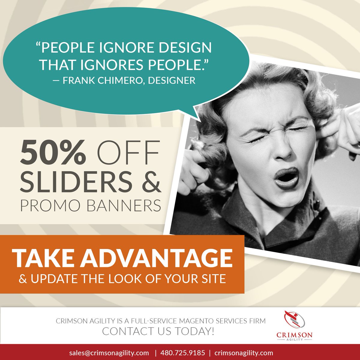 crimsonagility's tweet image. You deserve the best design for your site, don't miss out this chance!
#updateyourweb #magentodesignservices #designishowitworks #CrimsonAgility #PHXMagento #Magento