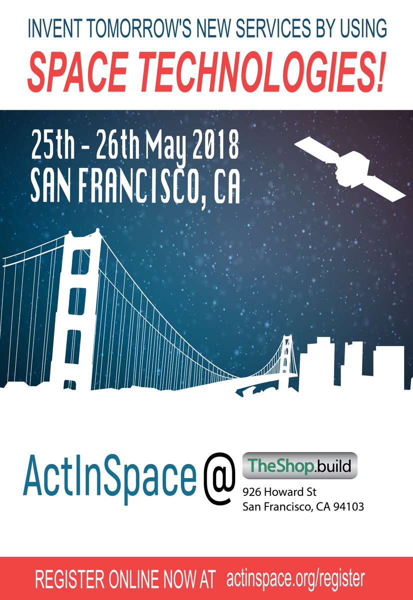 #SanFrancisco are you guys ready? #ActInSpace is coming in 4 days, so we will see you there! 🚀actinspace.org/register