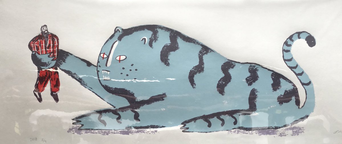 maltron3D's tweet image. Picked up this awesome giant cat illustration print by @laurenmorsley at #DJCADDegreeShow Recommend checking out fine art and illustration work!