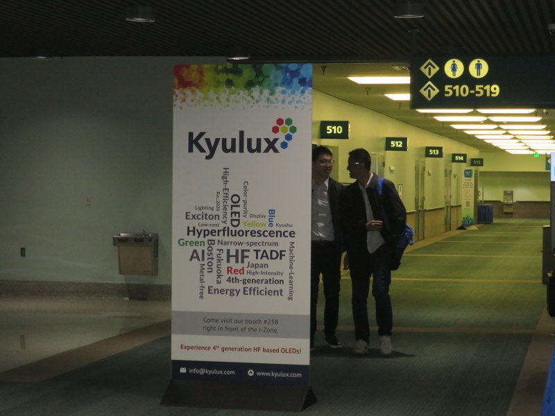 kyulux's tweet image. Displayweek 2018 is here! Come meet us at our booth starting tomorrow and attend our CEO Junji Adachi&apos;s talk later today at the business conference! #DisplayWeek18 #OLED #TADF