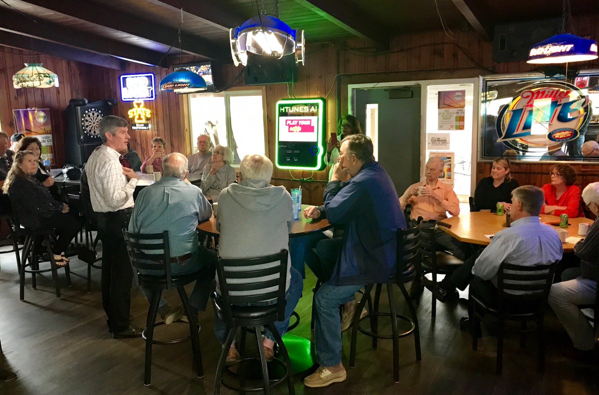 FredHubbell's tweet photo. We kicked off Day 3 of our #FiredUpForFred Bus Tour in Fort Dodge! It was great to join so many excited supporters who are encouraging their friends to vote -- special thanks to @helenmiller49, Mayor Matt Bemrich and Webster Supvr. Mark Campbell for the warm welcome! #iagov https://t.co/ejTytSbs2m