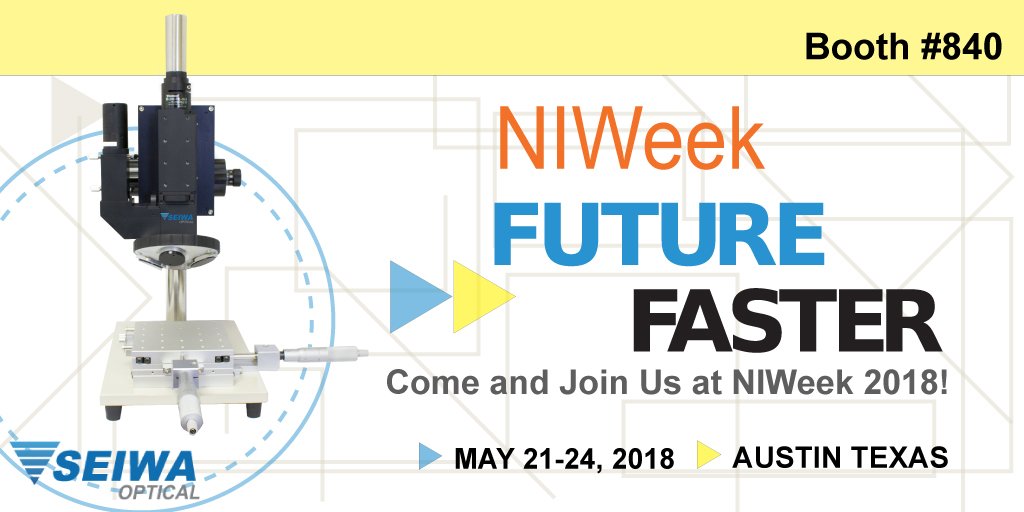 SeiwaOpticalAm's tweet photo. We will be exhibiting at #NIWeek , May 21- 24 in #Texas!!  Visit our booth for demos and asks about our products; #IRMicroscope, #ToshibaTeliCamera, #IRLED and #UVLED. https://t.co/OsxSCBI355