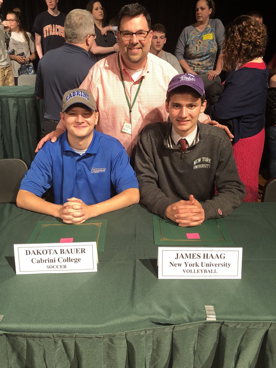 Signing day! Congratulations @drbsoccer26 &amp; <a href="/jameshaag9/">James Haag</a> make us proud! <a href="/CabriniCavs/">CabriniAthletics</a> <a href="/NYUAthletics/">NYU Athletics</a>