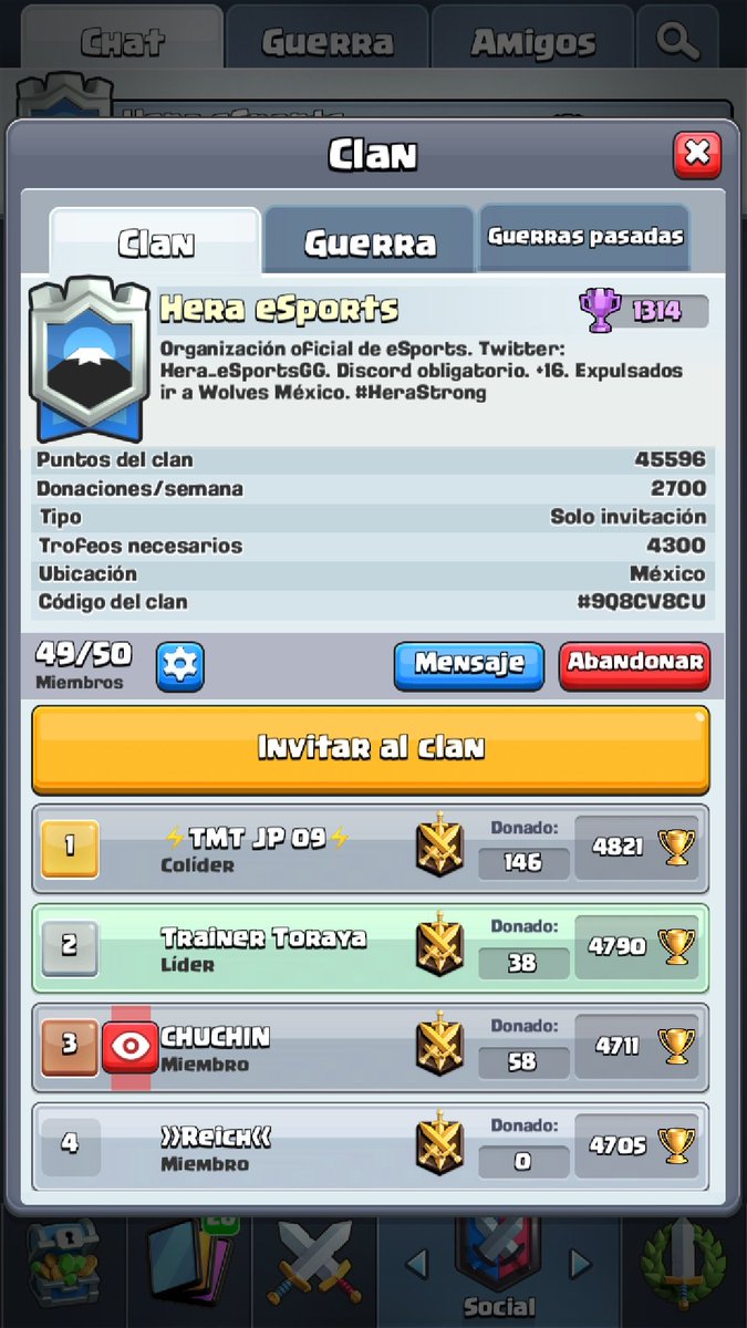 Hola a todos, nosotros somos Hera eSports, clan top mexicano.
Estamos en busca de:
Manager.
Capitanes.
Entrenadores.
Caster.
Todo esto con fin de expandirnos y seguir creciendo en el ámbito de CR.
Si estás interesado mándame MD o bien a <a href="/Hera_eSportsGG/">Hera eSports</a> 
Preguntas o dudas en MD
RT