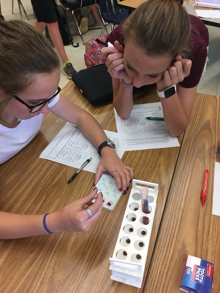 KWeidner1's tweet photo. 8th grade science CSI investigation underway—crime scene blood typing analysis #cdslearns #sciencerules https://t.co/wdGzr48OV8