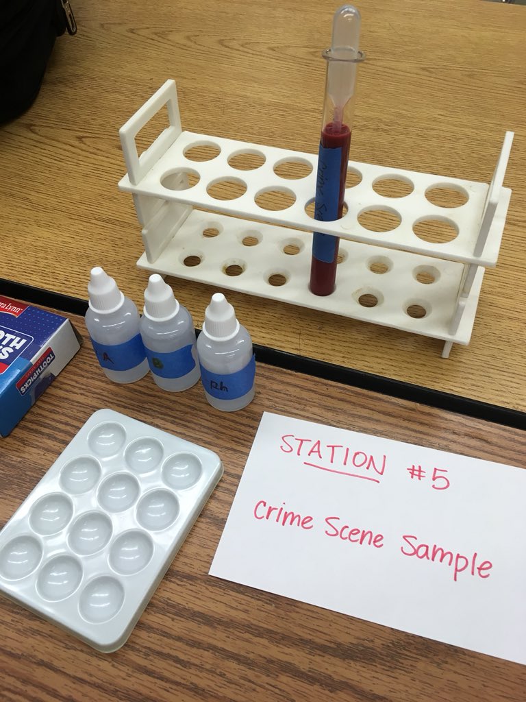 KWeidner1's tweet photo. 8th grade science CSI investigation underway—crime scene blood typing analysis #cdslearns #sciencerules https://t.co/wdGzr48OV8