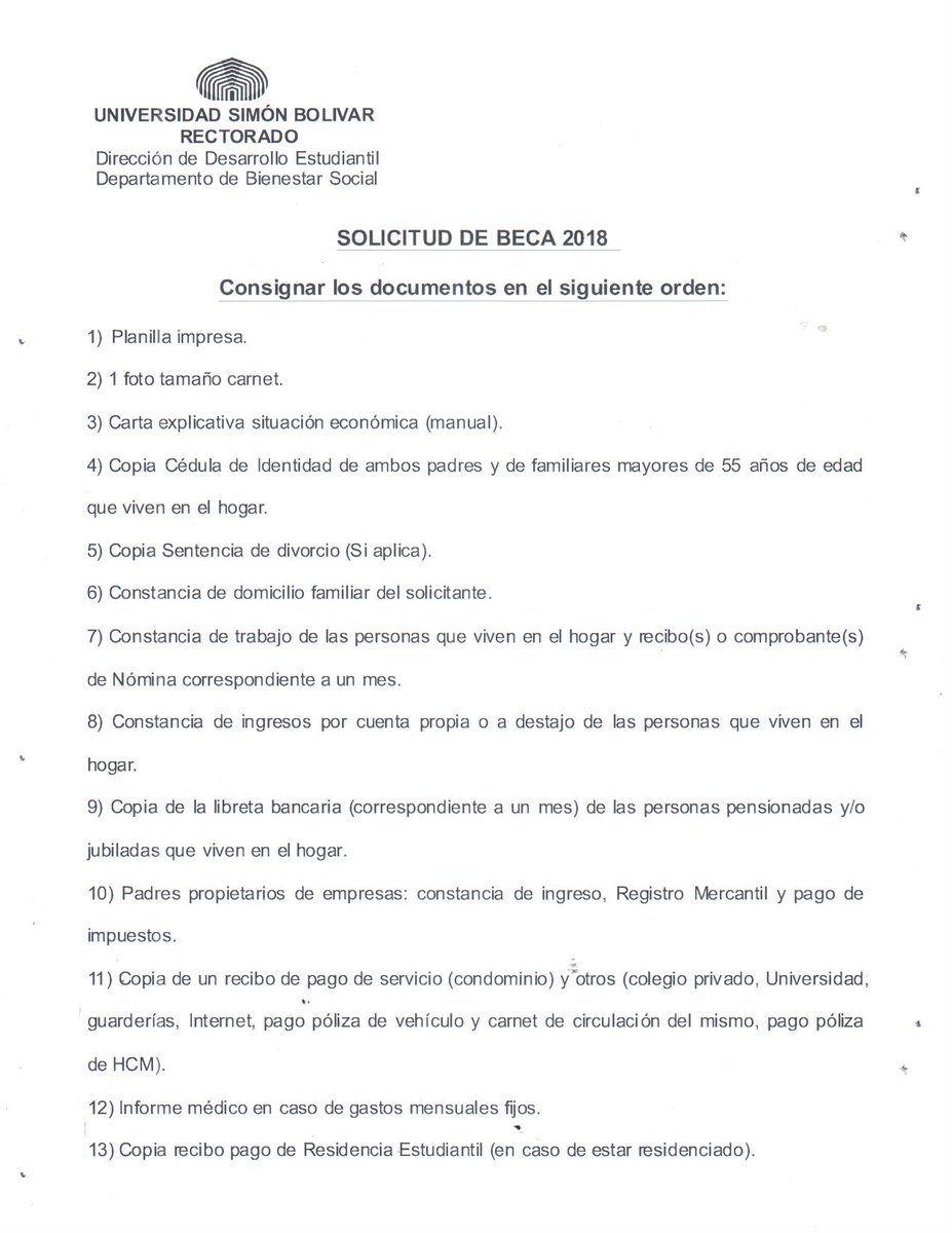 AsobecUSB's tweet image. Requisitos para la solicitud de becas de la #USBve. Recuerda que sólo debes conseguir los que correspondan a tu caso.