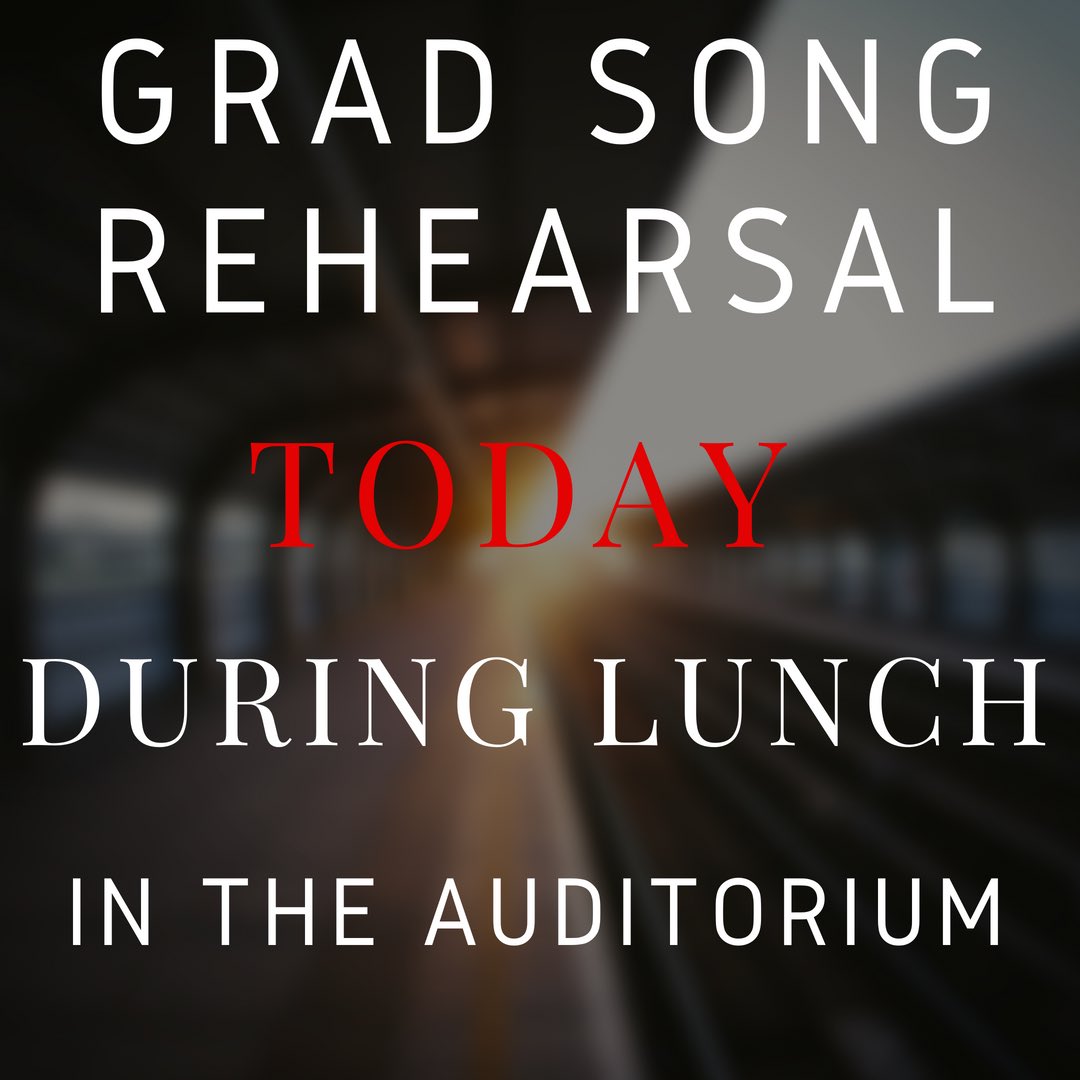 Govs2018's tweet photo. SENIORS!! Don’t Forget to go to GRAD SONG REHEARSALS TODAY DURING LUNCH AT THE AUDI!! 💜😈 https://t.co/TKp4Zy0fvT