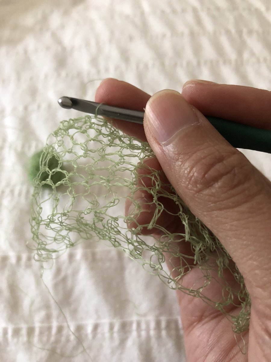 prinda's tweet photo. Next phase of #alginate #bioyarn continues. It is very annoying to crochet. Here’s the start of the itchiest &amp; scratchiest sweater ever. #biotinkeringlab #prototyping https://t.co/zoZwiVhJze