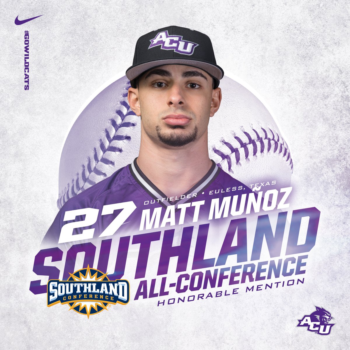 ACU_Baseball's tweet photo. Congrats to Dalon, Matt and Derek on being awarded All-Southland Conference honors. #GoWildcats https://t.co/vS8YfQnwIk