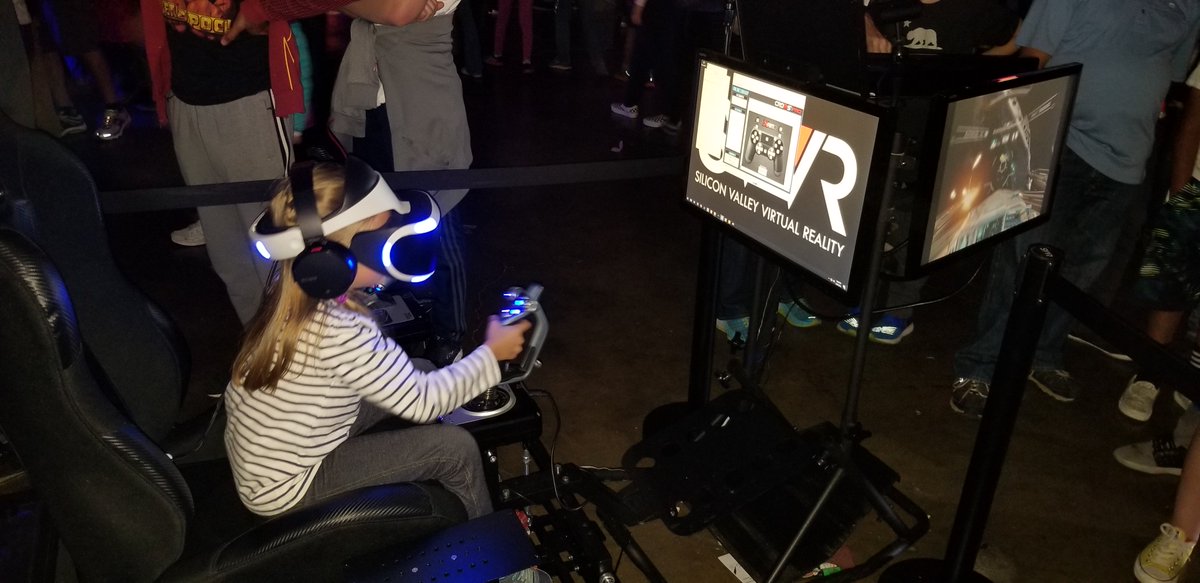 CymaticBruce's tweet photo. This year's @MakerFaire was an absolute blast, over 400 people had a go on my VR motion platform. It really is delightful to share a passion project and see it bring a smile to another face! 

Thanks to @SVVRLIVE @SVVR_Jon @Moike_the_Squid for the support! https://t.co/SuiFaZgURb