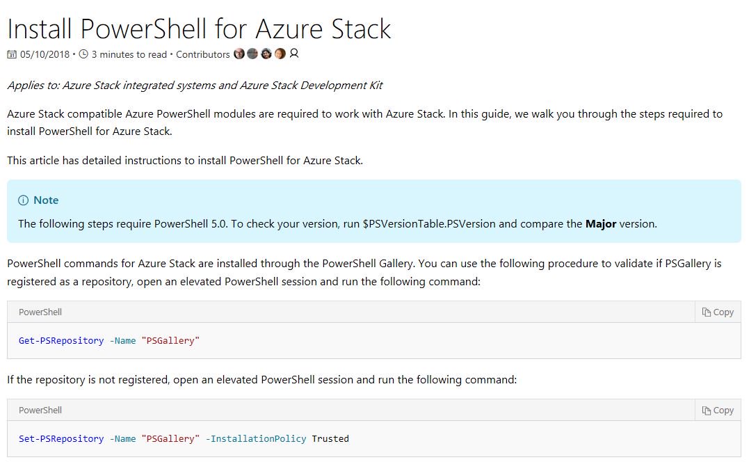Make sure you get the new #AzureStack #PowerShell version 1.3.0.  This version provides cmds for all Admin resource providers to manage AzureStack. W/ this release, some content will be deprecated from the AzureStack Tools GitHub repository
docs.microsoft.com/en-us/azure/az…