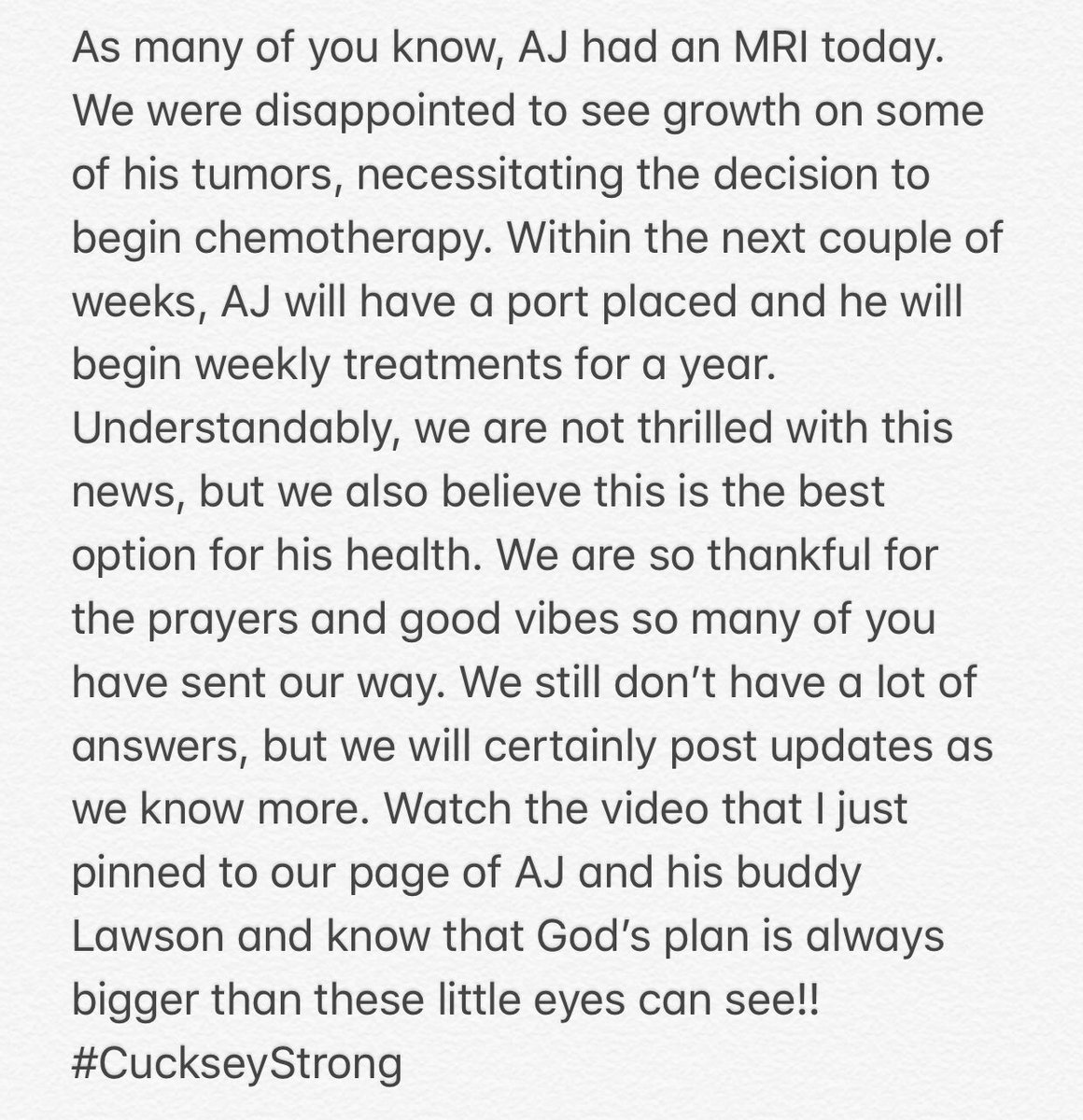 PrayersforAJ's tweet photo. Not the best news but we know there is a bigger plan ... #GodsPlan https://t.co/oYFE8xT8s2